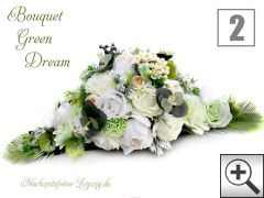 Hochzeitsauto Blumenschmuck Beispiel 2 - Boho Autogesteck Green Dream mit Blumen Grn-Wei