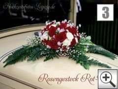 Hochzeitsauto Blumenschmuck Beispiel 3 - Rosenbouquet rot-wei