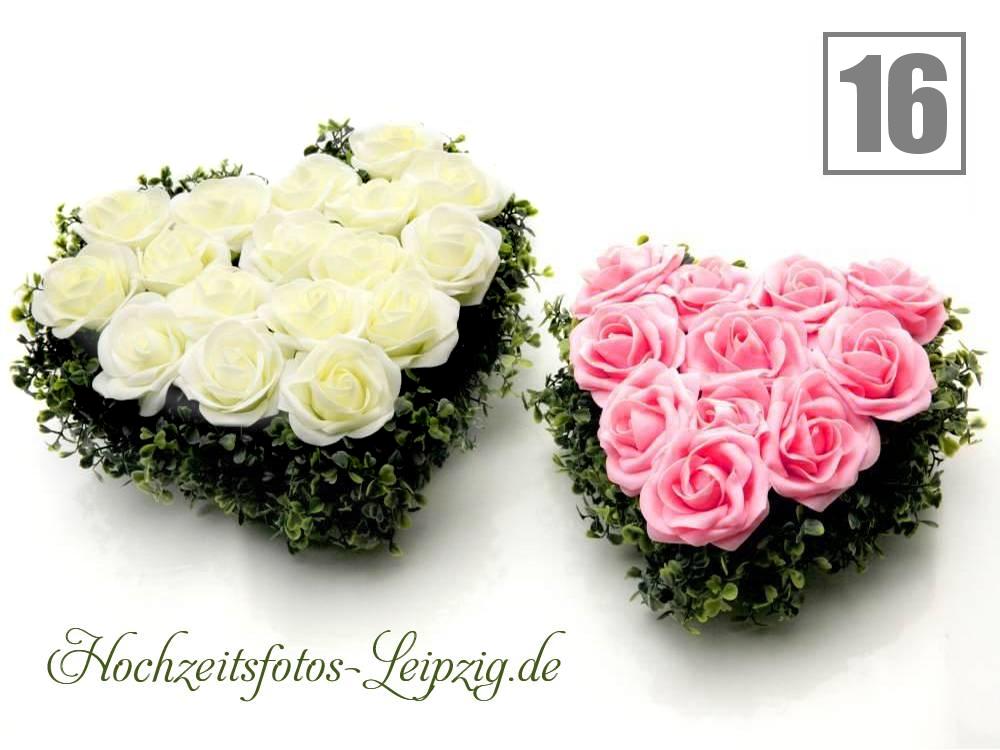 Hochzeitsauto Rosenherzen Wei-Rosa