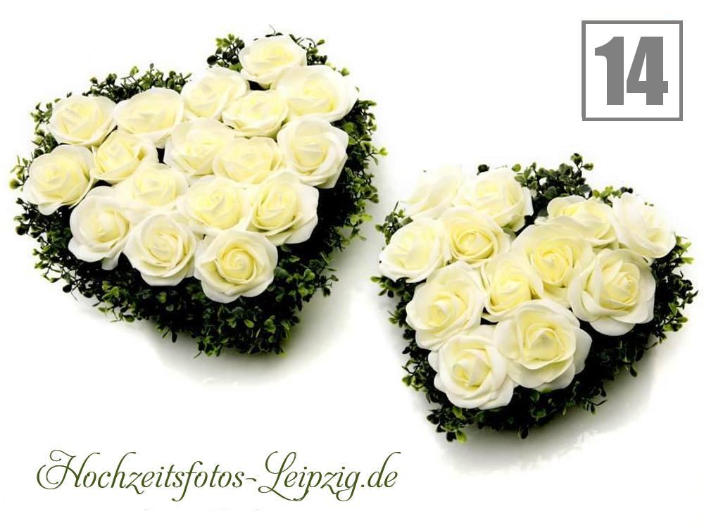 Hochzeitsauto Rosenherz Cremewei