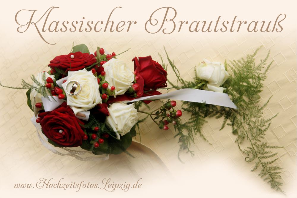 Hochzeitsfloristik Leipzig - klassischer Brautstrauß mit Rosen rot-weiß