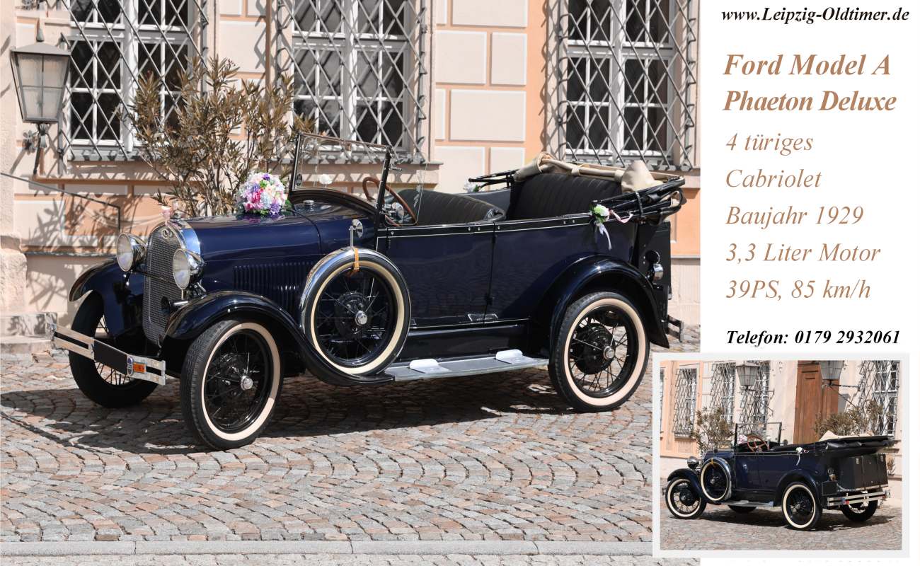 Foto: Brautauto Ford Model-A zur Trauung in Kssern bei Grimma