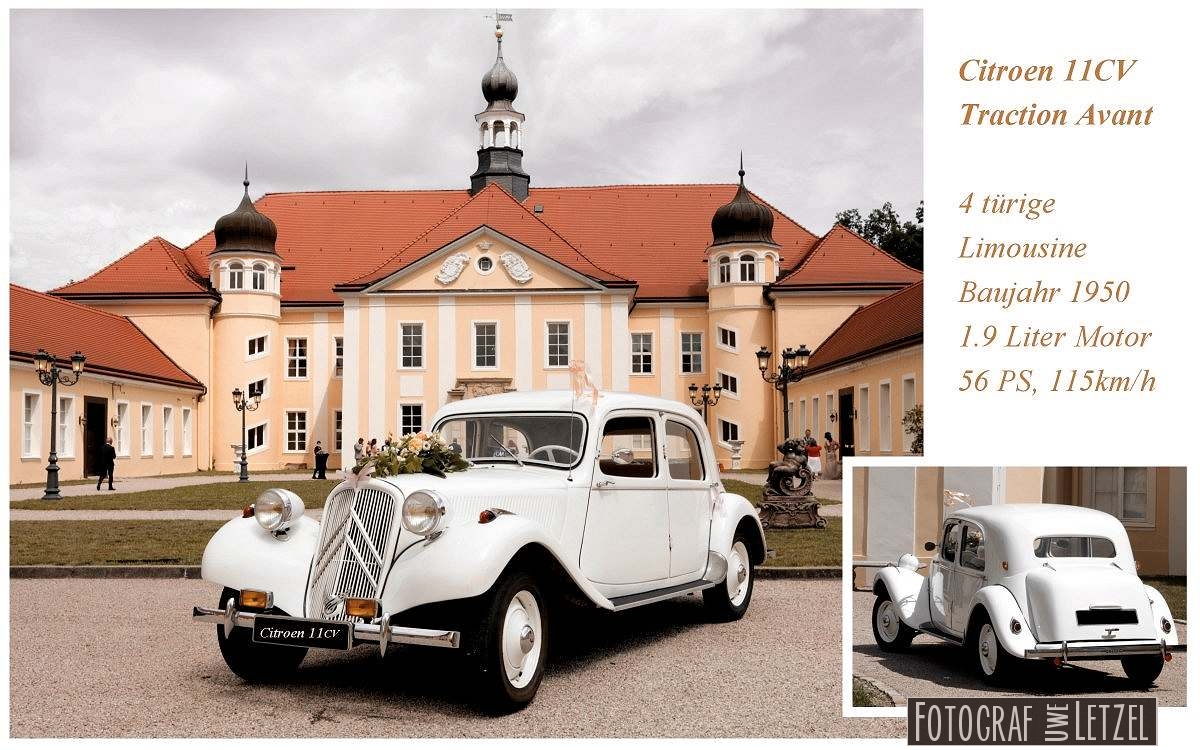 Hochzeitsauto Citroen Traction Avant zur Hochzeit in Taucha Standesamt mieten