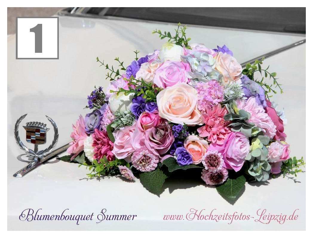 Foto Hochzeit Autogesteck Leipzig (Hochzeitsfloristik Autodeko)